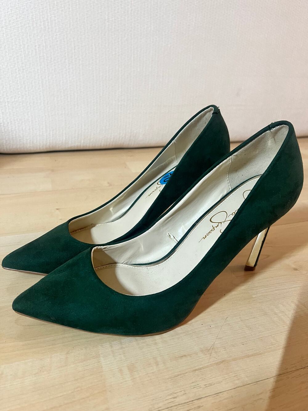 JESSICA SIMPSON Women Dark Green Suede Pointed Toe Pumps Stiletto Heels Classy